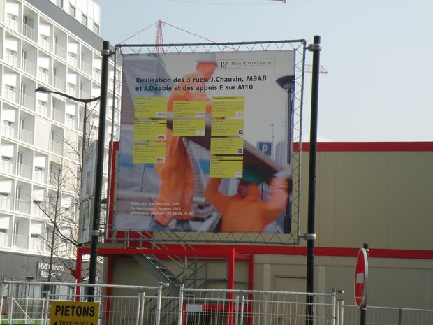  panneau d'annonce de chantier, 13e, Paris Rive gauche